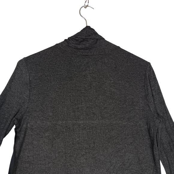 Joe Fresh Blouse Size Small Black and Gray High Neck Long Sleeve Lace and Satin - Picture 5 of 10